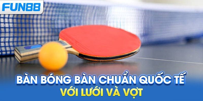 Bàn bóng bàn chuẩn quốc tế với lưới và vợt